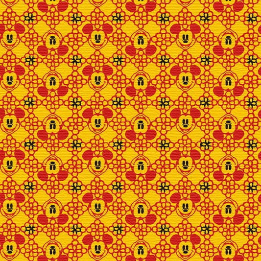 ミッキー 和柄 ディズニー Mickey Mouse Mサイズ 30cm×30cm アートパネル ファブリックパネル アートボード 壁掛け 日本製 ラッピング付き 店舗 カフェ ラウンジ ロビー ホテル 法人 lib-dsn-0176-or-mの画像