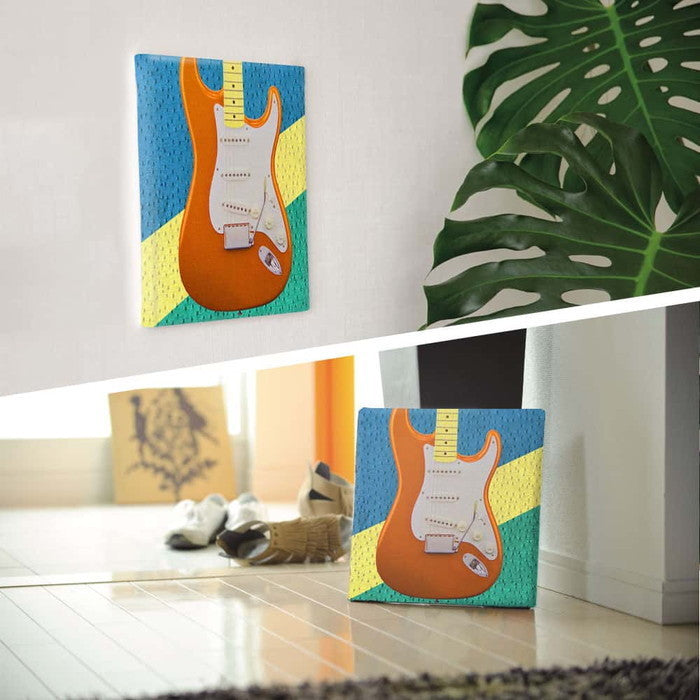 ギターモチーフ edih Mサイズ 30cm×30cm アートパネル ファブリックパネル アートボード 壁掛け 日本製 ラッピング付き 店舗 カフェ ラウンジ ロビー ホテル 法人 lib-edi-0017-mの画像