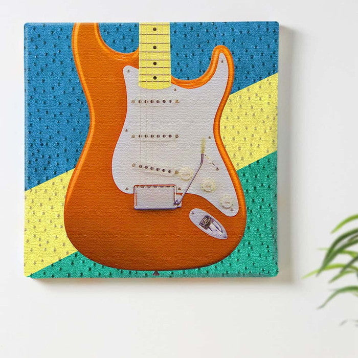 ギターモチーフ edih XLサイズ 100cm×100cm アートパネル ファブリックパネル アートボード 壁掛け 日本製 ラッピング付き 店舗 カフェ ラウンジ ロビー ホテル 法人 lib-edi-0017-xlの画像