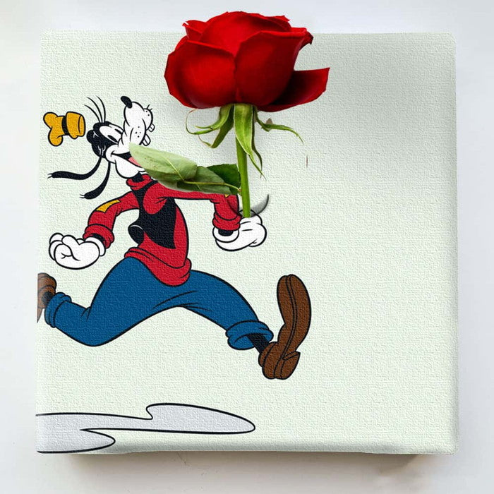 グーフィー IKEBANA 20×20×2.7cm 一輪挿し アートパネル ディズニー IKE-DSNY-2212-005 ラッピング付き 店舗 カフェ ラウンジ ロビー ホテル 法人 lib-ike-dsny-2212-005の画像