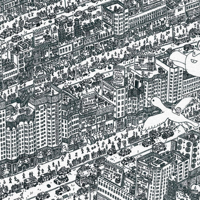 街並みイラスト STREET XLサイズ 100cm×100cm アートパネル ファブリックパネル アートボード 壁掛け 日本製 ラッピング付き 店舗 カフェ ラウンジ ロビー ホテル 法人 lib-mzk-0004-xlの画像