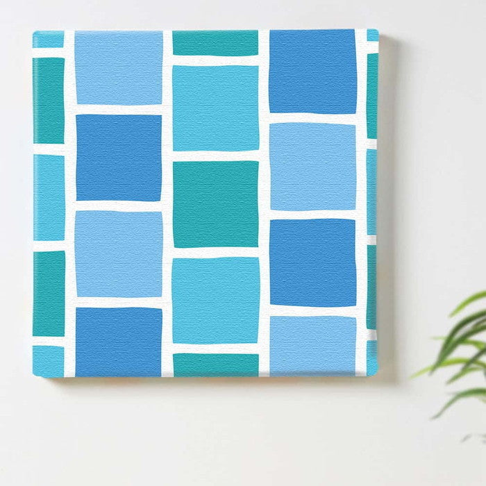 青 タイルモチーフ SIMPLE XLサイズ 100cm×100cm アートパネル ファブリックパネル アートボード 壁掛け 日本製 ラッピング付き 店舗 カフェ ラウンジ ロビー ホテル 法人 lib-pat-0116-xlの画像