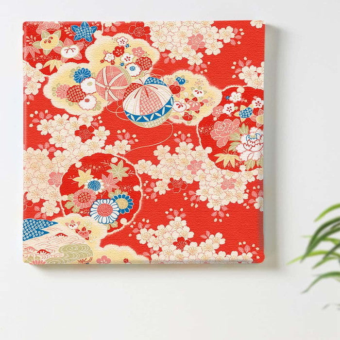 着物柄 和 Mサイズ 30cm×30cm アートパネル ファブリックパネル アートボード 壁掛け 日本製 ラッピング付き 店舗 カフェ ラウンジ ロビー ホテル 法人 lib-pat-0189-mの画像