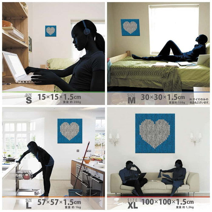 スカンジナビアン ハート 北欧テイスト XLサイズ 100cm×100cm アートパネル ファブリックパネル アートボード 壁掛け 日本製 ラッピング付き 店舗 カフェ ラウンジ ロビー ホテル 法人 lib-pat-0296-blu-xlの画像