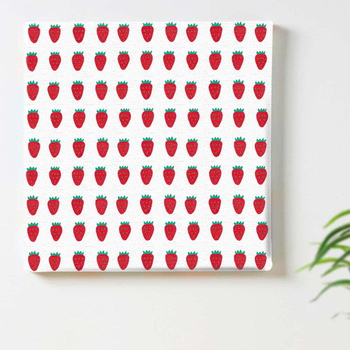 北欧テイスト イチゴ pat-1702-033 XLサイズ 100cm×100cm アートパネル ファブリックパネル アートボード 壁掛け 日本製 ラッピング付き 店舗 カフェ ラウンジ ロビー ホテル 法人 lib-pat-1702-033-xlの画像
