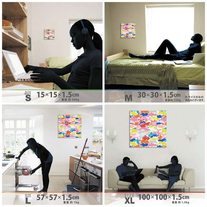 カモフラージュ柄 patt-1902-011 XLサイズ 100cm×100cm アートパネル ファブリックパネル アートボード 壁掛け 日本製 ラッピング付き 店舗 カフェ ラウンジ ロビー ホテル 法人 lib-patt-1902-011-xlの画像