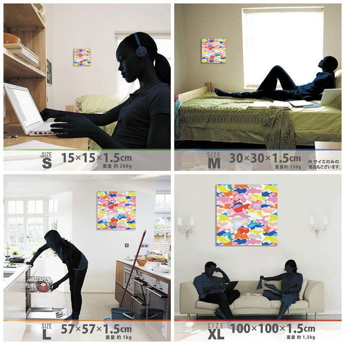 カモフラージュ柄 patt-1902-012 XLサイズ 100cm×100cm アートパネル ファブリックパネル アートボード 壁掛け 日本製 ラッピング付き 店舗 カフェ ラウンジ ロビー ホテル 法人 lib-patt-1902-012-xlの画像