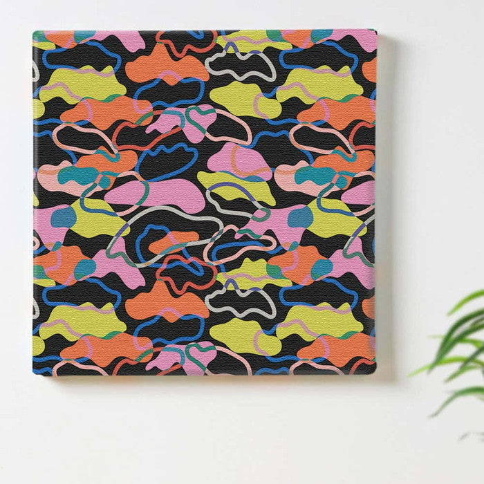 カモフラージュ柄 patt-1902-014 Lサイズ 57cm×57cm アートパネル ファブリックパネル アートボード 壁掛け 日本製 ラッピング付き 店舗 カフェ ラウンジ ロビー ホテル 法人 lib-patt-1902-014-lの画像