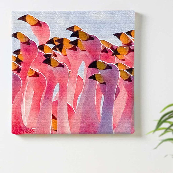 フラミンゴ モチーフ ANIMAL XLサイズ 100cm×100cm アートパネル ファブリックパネル アートボード 壁掛け 日本製 ラッピング付き 店舗 カフェ ラウンジ ロビー ホテル 法人 lib-pho-0061-xlの画像