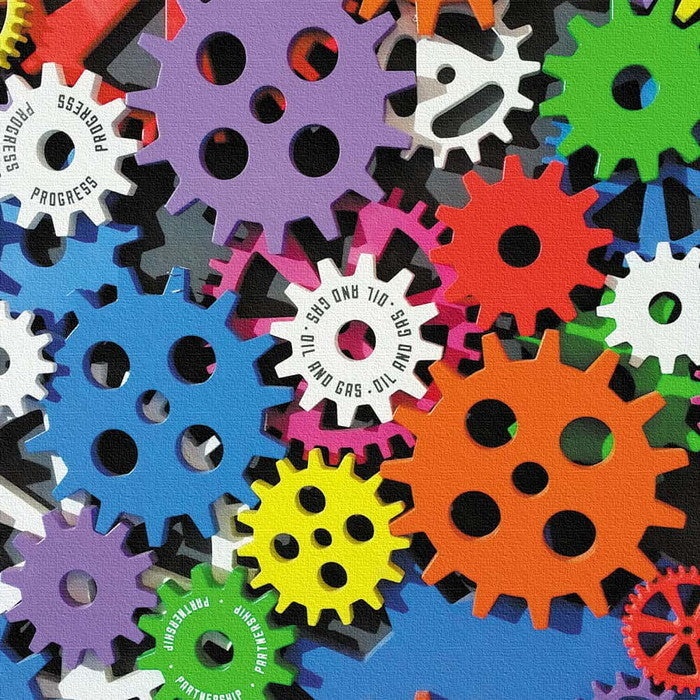 カラフル ギア poht-1805-15 Lサイズ 57cm×57cm アートパネル ファブリックパネル アートボード 壁掛け 日本製 ラッピング付き 店舗 カフェ ラウンジ ロビー ホテル 法人 lib-poht-1805-15-lの画像