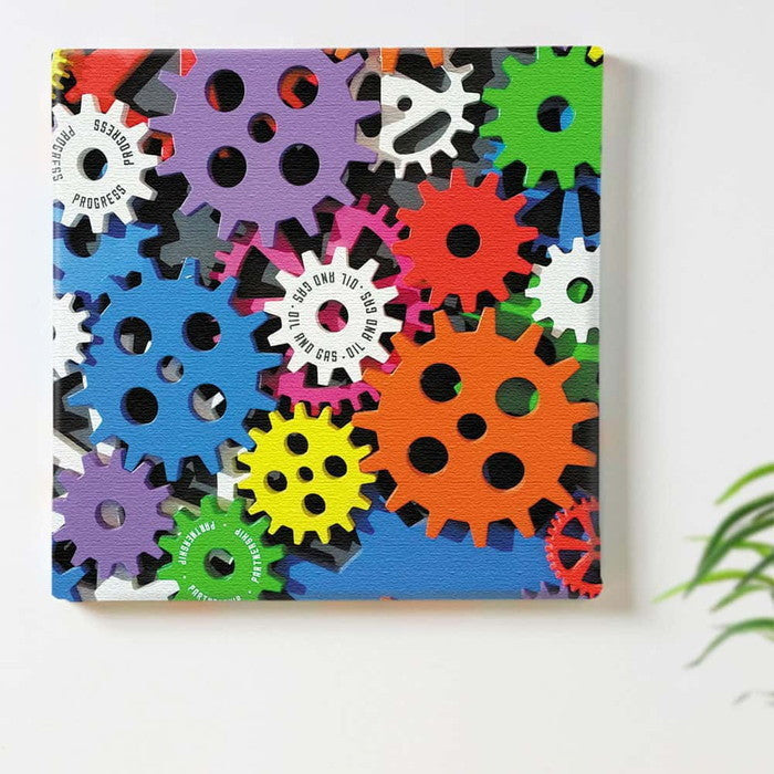 カラフル ギア poht-1805-15 Lサイズ 57cm×57cm アートパネル ファブリックパネル アートボード 壁掛け 日本製 ラッピング付き 店舗 カフェ ラウンジ ロビー ホテル 法人 lib-poht-1805-15-lの画像