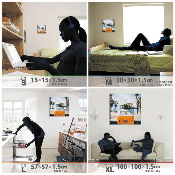 サーフ poht-1805-23 Sサイズ 15cm×15cm アートパネル ファブリックパネル アートボード 壁掛け 日本製 ラッピング付き 店舗 カフェ ラウンジ ロビー ホテル 法人 lib-poht-1805-23-sの画像