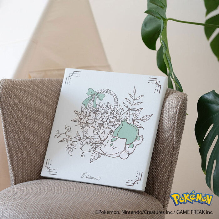 ポケモン アートパネル  ピカチュウ  ヒトカゲ フシギダネ ゼニガメ 墨ブラシ ドット ピクセル 筆書き セピア ボタニカル  ポケットモンスター ファブリックパネル キャンバスアート 日本製 子供部屋の画像