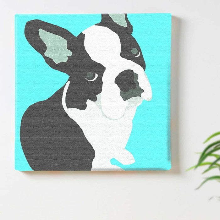 動物モチーフ フレンチブルドッグ ANIMAL Sサイズ 15cm×15cm アートパネル ファブリックパネル アートボード 壁掛け 日本製 ラッピング付き 店舗 カフェ ラウンジ ロビー ホテル 法人 lib-pop-0030-blu-sの画像