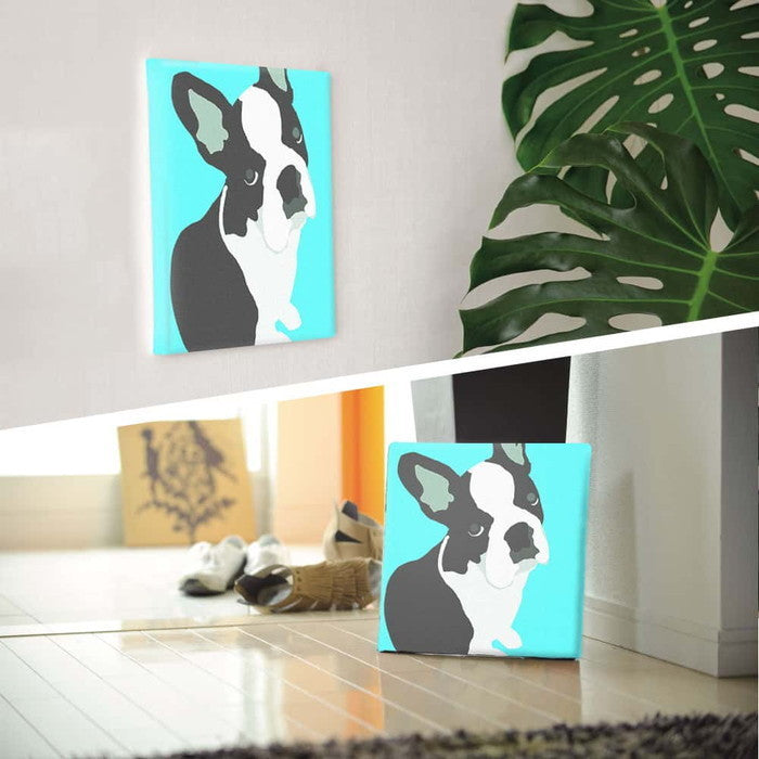 動物モチーフ フレンチブルドッグ ANIMAL Sサイズ 15cm×15cm アートパネル ファブリックパネル アートボード 壁掛け 日本製 ラッピング付き 店舗 カフェ ラウンジ ロビー ホテル 法人 lib-pop-0030-blu-sの画像