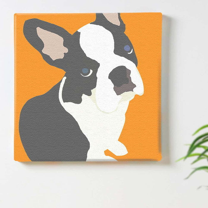 フレンチブルドッグ ANIMAL XLサイズ 100cm×100cm アートパネル ファブリックパネル アートボード 壁掛け 日本製 ラッピング付き 店舗 カフェ ラウンジ ロビー ホテル 法人 lib-pop-0030-or-xlの画像