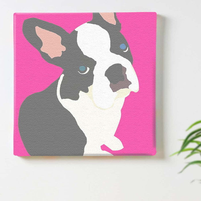 フレンチブルドッグモチーフ ANIMAL XLサイズ 100cm×100cm アートパネル ファブリックパネル アートボード 壁掛け 日本製 ラッピング付き 店舗 カフェ ラウンジ ロビー ホテル 法人 lib-pop-0030-pk-xlの画像