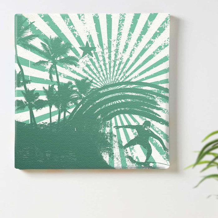 サーフィンモチーフ SUMMER Sサイズ 15cm×15cm アートパネル ファブリックパネル アートボード 壁掛け 日本製 ラッピング付き 店舗 カフェ ラウンジ ロビー ホテル 法人 lib-pop-0047-sの画像