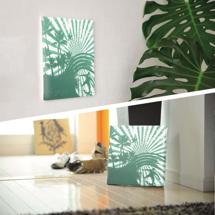 サーフィンモチーフ SUMMER Sサイズ 15cm×15cm アートパネル ファブリックパネル アートボード 壁掛け 日本製 ラッピング付き 店舗 カフェ ラウンジ ロビー ホテル 法人 lib-pop-0047-sの画像