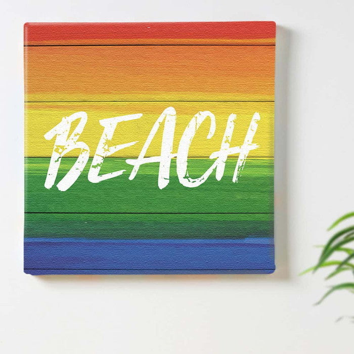 レインボー ハワイ BEACH popa-1703-02 XLサイズ 100cm×100cm アートパネル ファブリックパネル アートボード 壁掛け 日本製 ラッピング付き 店舗 カフェ ラウンジ ロビー ホテル 法人 lib-popa-1703-02-xlの画像