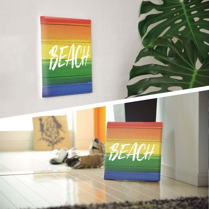 レインボー ハワイ BEACH popa-1703-02 XLサイズ 100cm×100cm アートパネル ファブリックパネル アートボード 壁掛け 日本製 ラッピング付き 店舗 カフェ ラウンジ ロビー ホテル 法人 lib-popa-1703-02-xlの画像