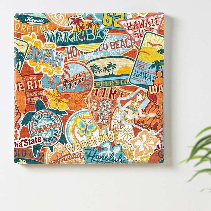 ハワイアンステッカー popa-1803-010 XLサイズ 100cm×100cm アートパネル ファブリックパネル アートボード 壁掛け 日本製 ラッピング付き 店舗 カフェ ラウンジ ロビー ホテル 法人 lib-popa-1803-010-xlの画像