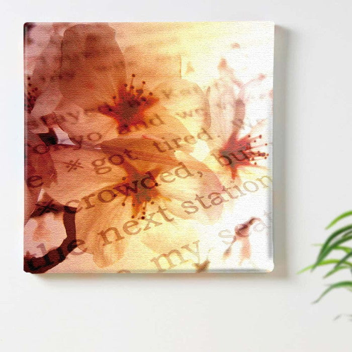 花とタイポグラフィ FLOWER Mサイズ 30cm×30cm アートパネル ファブリックパネル アートボード 壁掛け 日本製 ラッピング付き 店舗 カフェ ラウンジ ロビー ホテル 法人 lib-tnk-0001-mの画像