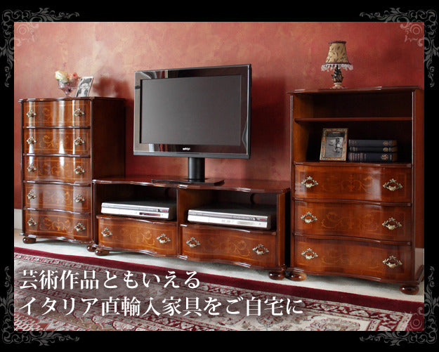 イタリア 家具 ヨーロピアン ヴェローナクラシック 丸脚テレビボード W110cm 丸脚 リビング ヨーロッパ家具 クラシック 輸入家具 アンティーク風 イタリア製 ブラウン おしゃれ 高級感 エレガント 木製 天然木 リモート テレワーク 在宅 mu-42200009