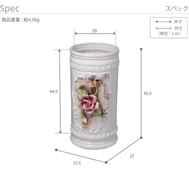 イタリア 家具 ヨーロピアン ヴェローナクラシック 陶製傘立て-ローズ 傘 玄関 ヨーロッパ家具 クラシック 輸入家具 アンティーク風 イタリア製 おしゃれ 高級感 エレガント リモート テレワーク 在宅 mu-42200060