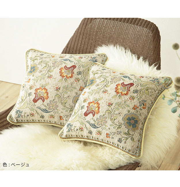 クッションカバー カバー 正方形 イタリア製ジャガード織りクッションカバー同色2枚組-イスタ45x45cm ジャガード織 2枚組 座布団 柔らかい 高級感 イタリアンデザイン クラッシック柄 おしゃれ レトロ ウォッシャブル 洗濯可 新生活 模様替え  mu-61001530の画像