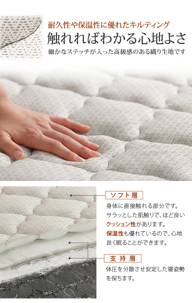 フランスベッド マルチラススーパースプリングマットレス ダブル 高密度連続スプリングマットレス 防ダニ 抗菌 防臭 寝具 日本製 国産 マットレスのみ mu-61400109の画像