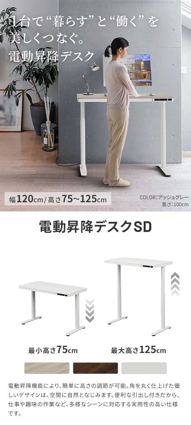 電動昇降デスク 幅120cm テーブル ワークデスク 電動昇降デスク SD 高さメモリー機能 高さ調整 USB付き おしゃれ 電動昇降テーブル PCデスク パソコンデスク オフィスデスク ゲーミングデスク 昇降デスク 昇降テーブル 電動 昇降 デスク 昇降式 mu-e4a-cf2の画像