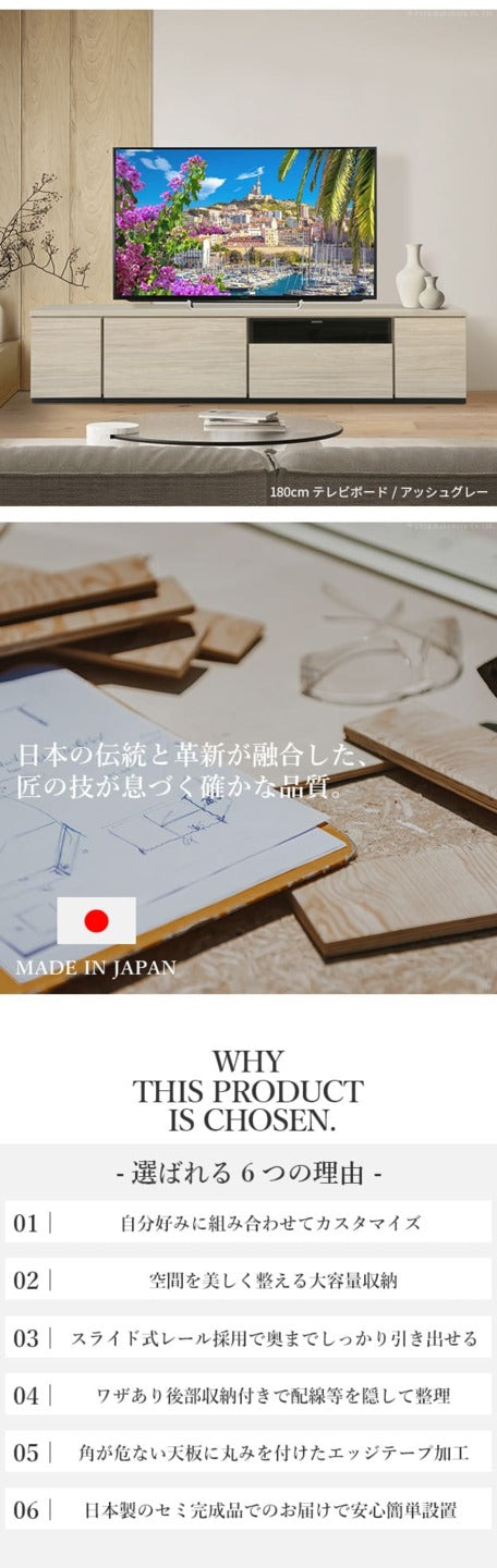 テレビ台AL 幅120cm ローボード テレビボード 国産 日本製 セミ完成品 リビングボード テレビラック リビング収納 大容量 背面収納 引出し TV台 AVボード TVボード おしゃれ 北欧 ナチュラル ウォールナット ブラウン グレー 木目 mu-i-0700001の画像