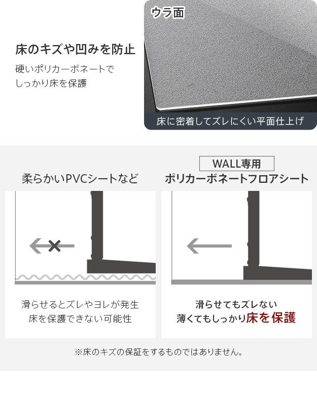 WALLインテリアテレビスタンドV3ハイタイプ専用 ポリカーボネートフロアシート テレビ台 テレビスタンド 部品 パーツ フローリング 床保護パネル 床 シート 傷防止 キズ防止 汚れ防止 保護 WALLオプション mu-m0500252の画像