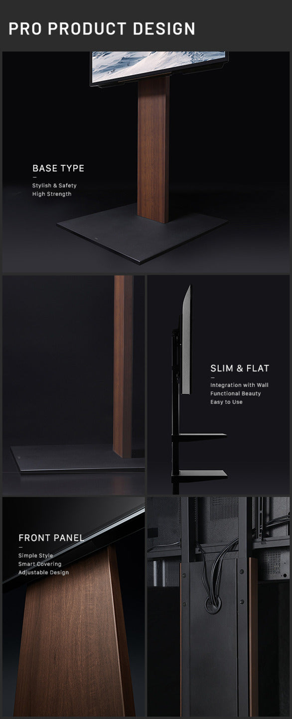 組立設置付き WALLインテリアテレビスタンドPRO ベースタイプ 32~80v対応 デジタルサイネージ対応 ハイタイプ 自立型テレビ台 オフィス 会議室用 店舗用 ホワイト 白 ブラック 黒 ブラウン 震度7耐震試験済み グッドデザイン賞受賞 mu-wktve5の画像