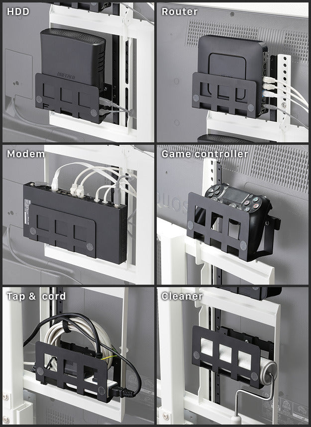WALL Vシリーズ/PRO/A2/テレビ台用スタンド対応 マルチデバイスホルダー ハードディスクホルダー 背面収納 HDD モデム ルーター 追加オプション 部品 パーツ スチール製 WALLオプション SEVENSTAND セブンスタンド ウォール インテリアテレビスタンド mu-wlmh95119の画像