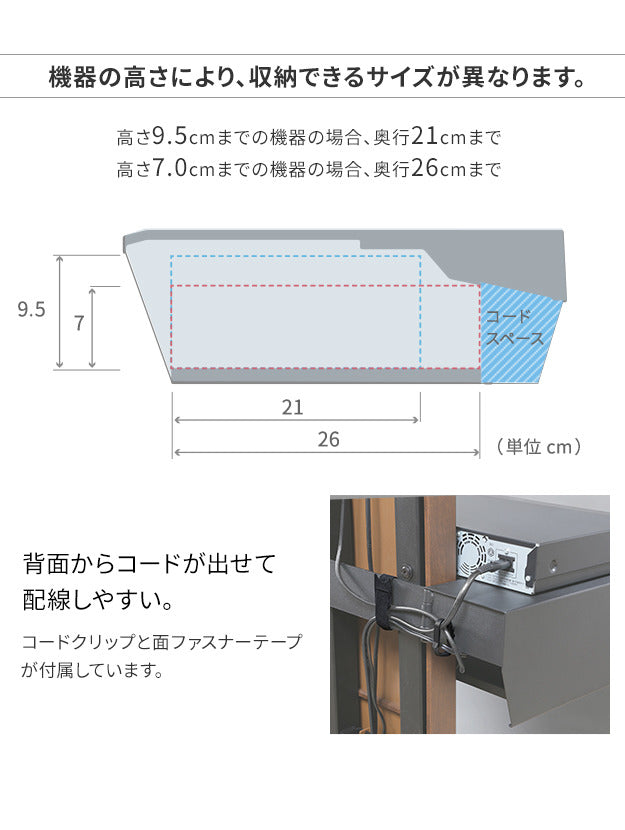 WALLインテリアテレビスタンド V2 V3 V5対応 ボックス棚板 PS5 プレステ5 PS4Pro PS4 DVDレコーダー BDレコーダー テレビ台 TVスタンド 2段 隠せる スチール製 おしゃれ パーツ WALLオプション  mu-wlos15の画像