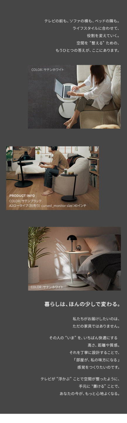 SEVENSTAND キャスター付き セブンサイドテーブル WALL A2 移動式 自立型 コーナー TVスタンドオプション おしゃれ キャスター 黒 白 WALL7 ウォール mu-wlst95の画像