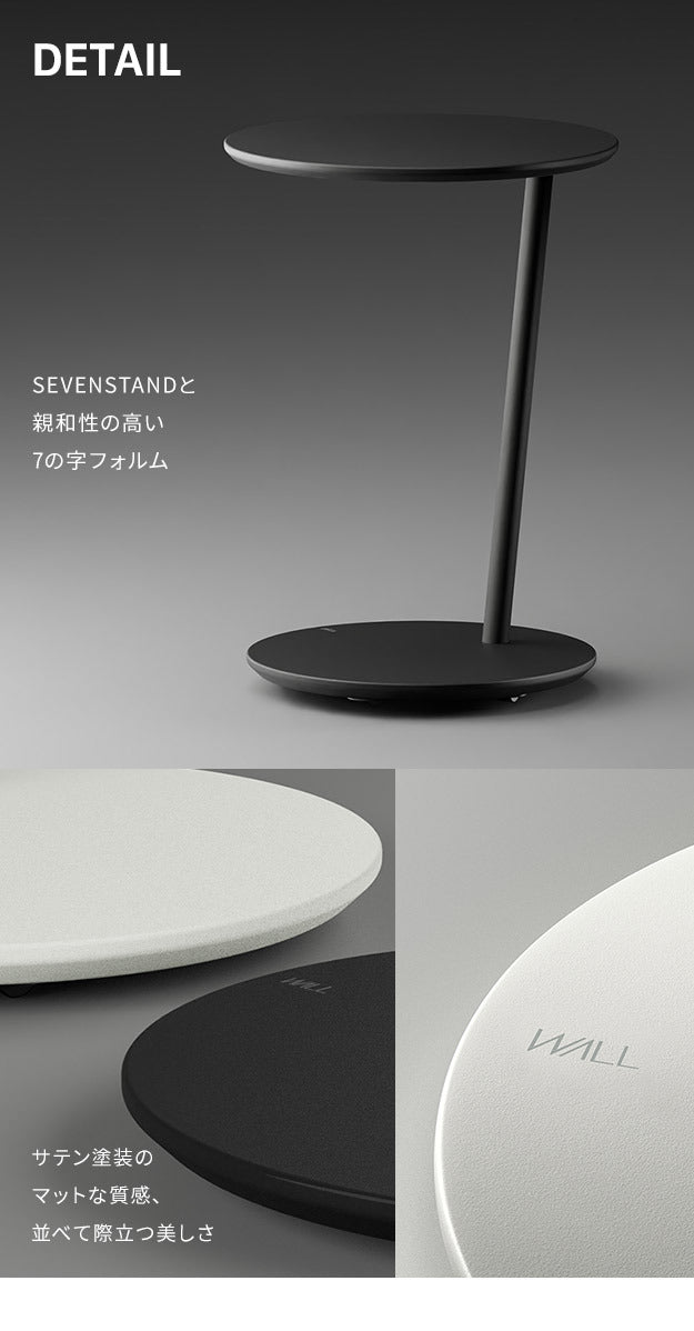 SEVENSTAND キャスター付き セブンサイドテーブル WALL A2 移動式 自立型 コーナー TVスタンドオプション おしゃれ キャスター 黒 白 WALL7 ウォール mu-wlst95の画像