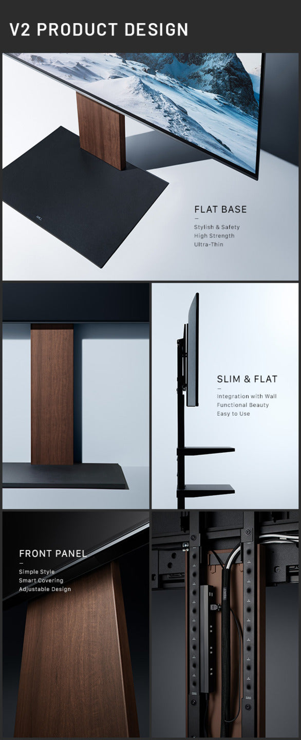 WALLインテリアテレビスタンドV2 ロータイプ 32~60v対応 壁寄せテレビ台 テレビボード TVスタンド 背面収納 コード収納 ホワイト 白 ブラック 黒 ウォールナット ブラウン 震度7耐震試験済み グッドデザイン賞受賞 テレビ台 mu-wltva5の画像