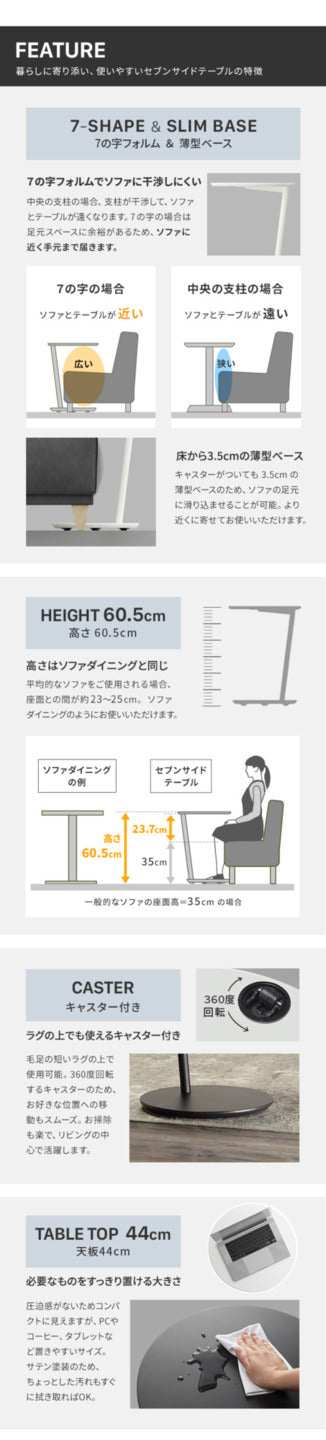 WALL SEVENSTAND セブンスタンド A2 ラージタイプ+セブンサイドテーブル 2点セット 45?80v対応 大型 自立型 キャスター付き フラット薄型ベース TVスタンド 背面収納 部品パーツ オプション 耐震 ホワイト白 ブラック黒 ブラウン ウォール テレビスタンド mu-wstvmrの画像