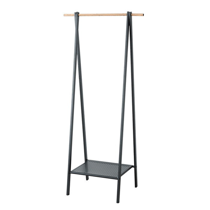 棚付 木目柄 ハンガーラック コートハンガー スリム 折りたたみ モダン 収納 洋服掛け おしゃれ nag-nk-231の画像