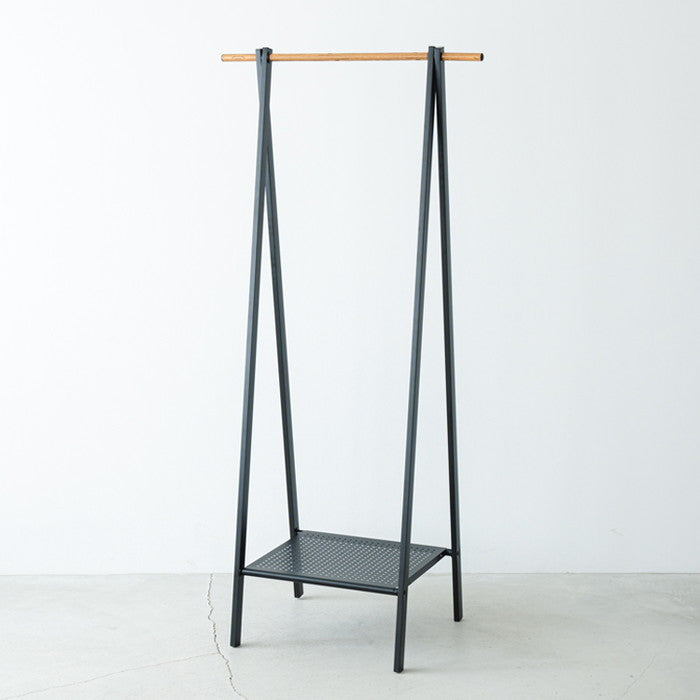 棚付 木目柄 ハンガーラック コートハンガー スリム 折りたたみ モダン 収納 洋服掛け おしゃれ nag-nk-231の画像