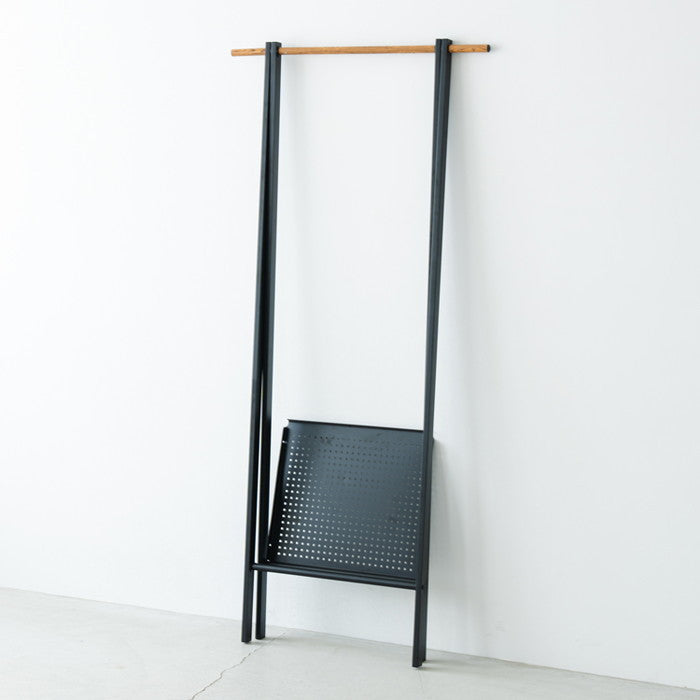 棚付 木目柄 ハンガーラック コートハンガー スリム 折りたたみ モダン 収納 洋服掛け おしゃれ nag-nk-231の画像