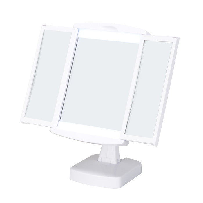 キレイミラー LED ライト付 三面鏡 拡大鏡 卓上 メイク スタンド 女優ミラー 折りたたみ 回転式 nag-nk-2710の画像