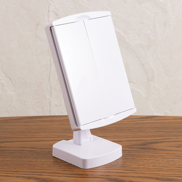 キレイミラー LED ライト付 三面鏡 拡大鏡 卓上 メイク スタンド 女優ミラー 折りたたみ 回転式 nag-nk-2710の画像