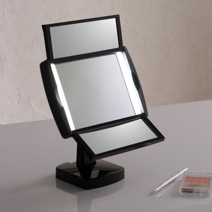 キレイミラー LED ライト付 三面鏡 拡大鏡 卓上 メイク スタンド 女優ミラー 折りたたみ 回転式 nag-nk-2710の画像