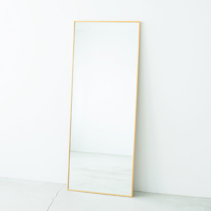 細枠 ウォールミラー 幅60cm 天然木 北欧風 日本製 ナチュラル 鏡 全身鏡 姿見 高級感 木製 ワイド 壁掛け nag-nk-8の画像