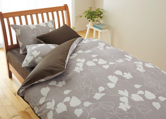 西川 mee 掛けふとんカバー シングル 綿100％ 抗菌 防縮 リーフ柄 ME03 nis-10266787s1の画像