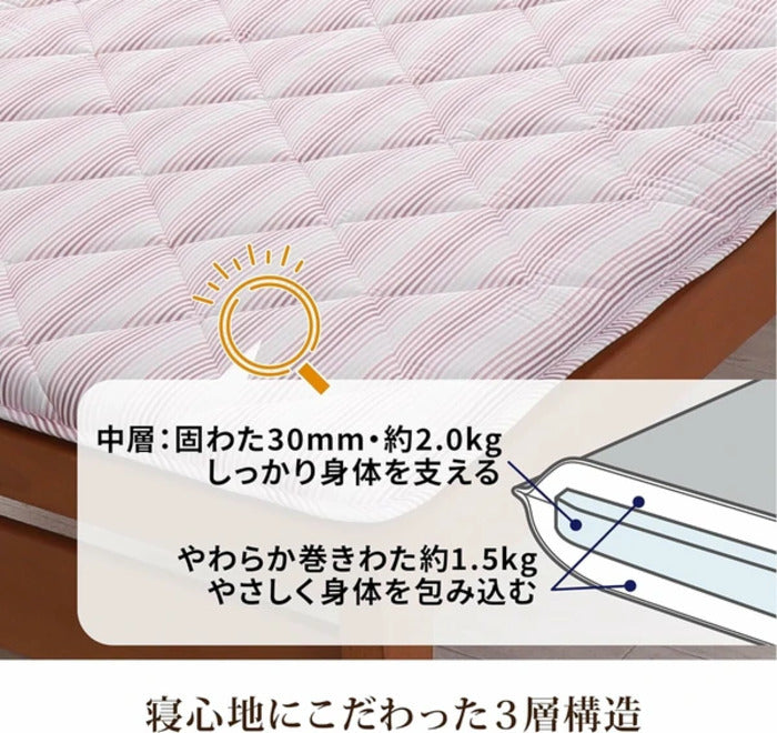 西川 軽量合繊3層固わた敷き布団 シングル KI3052 nis-12395538s1の画像